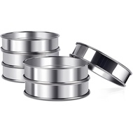 4inch English Muffin Rings, 6pcs Double Rolled Stainless Steel Crumpet Tart Rings for Baking