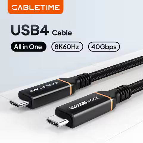 CABLETIME USB 4 Cable PD 100W USB-IF Certified 8K 60Hz 40Gbps Type C Fast Charge Compatible with Mac