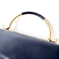 Karl Lagerfeld藍黑色滑面牛皮二用包G32 vintage