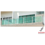 【PRE-ORDER BF 11】15FT Stainless Steel Balcony Glass Railing / Tempered Glass / Balkoni Fencing /Klan