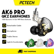 QKZ AK6 Pro Earphones AK6 1DD Dynamic Driver Hi Fi Earbuds In Ear Monitor With Mic Removable Cable H