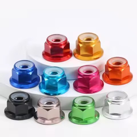 Aluminum Lock Nut M2 M2.5 M3 M4 M5 M6 M8 Colorful Aluminum Alloy Flange Nut Nylon Insert Lock Nut Se
