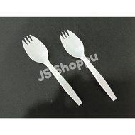 5" Spork Fork (100pcs±) White / Disposable Plastic Cutlery / PS Spork / Spoon Fork Disposable Spoon 