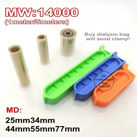 1meter/5meters lab MW14000 Regenerated cellulose RC dialysis bag MD25/34/44/55/77mm for laboratory e