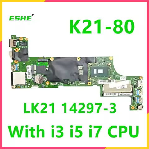 LK21 14297-3 For Lenovo K21-80 Notebook Motherboard 14297-1 With CPU I3-6100U I5-6200U/6300U I7-6500