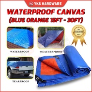 Blue Orange Waterproof Canvas / Tarpaulin Sheet Canopy / Camping Canvas / Khemah Kanvas Kalis Air - 