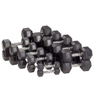Rubberized Hex Dumbbell 5/10/15/20/25/30/35/40/45/50LBS Hexagon dumbbells with Metal Handle