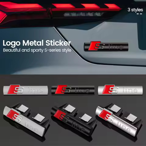 NEW Audi Sline Metal Logo Car Sticker Aluminum Emblem For Audi S Line Quattro A1 A3 A4 A5 A6 A7 A8 Q
