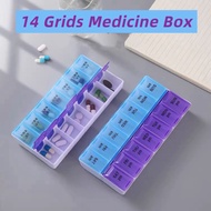 14 Grids Weekly Pill Case Medicine Kotak Ubat Dispenser Pill Supplement Box Splitter Medicine Box AM
