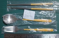 櫻桃小丸子 不鏽鋼 餐具 橙黃色