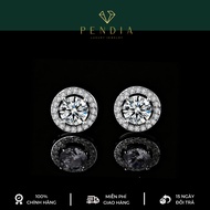 Classic Round Silver Earrings with White Gold 6,5 Cups - PENDANT Brand - KT005 Inspection Certificat