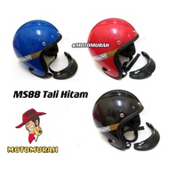 Helmet MS88 [Tali Hitam / Tali Tulisan Merah] FREE SIZE 60CM Topi Keladar MS 88 "MOTOMURAH"