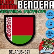 Best Product] IRON-ON Flock Emblem Badge Patch - BELARUS FLAG EMBROIDERY [S01] Shield List Outline B