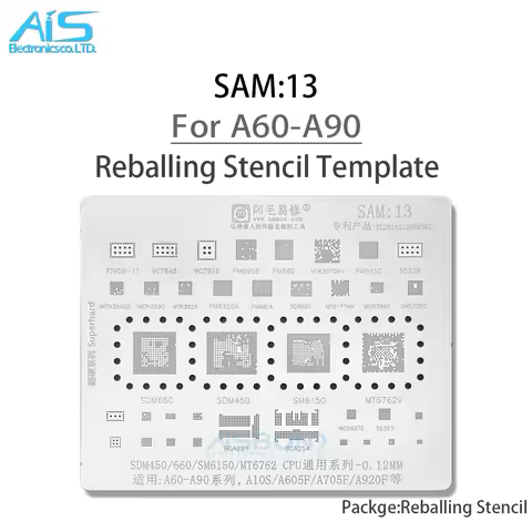 SAM13 CPU BGA Reballing Stencil For Samsung A10S A20 A30 A40 A50 A60 A70 A80 A90 A605F A705F A920F S