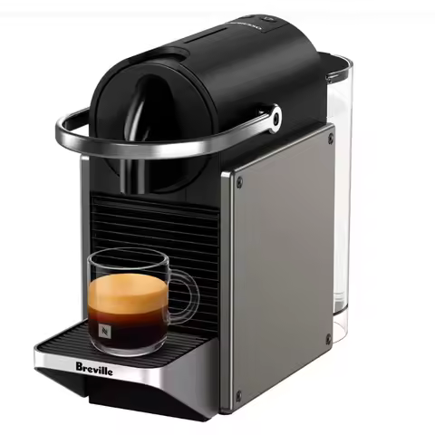 Compact Capsule Espresso Coffee Machine, Silver Household Coffee Maker (/RT6-22935-BEC420-UG)