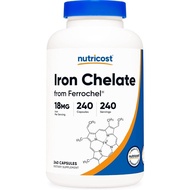 Nutricost Iron  240 Capsules from Ferrochel Ferrous Bisglycinate Chelate, 18mg, Non-GMO & Gluten Fre