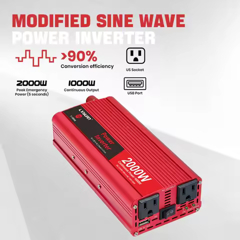 1500W/2000W/2600W DC 12V AC 120V Peak Power Inverter 2US Sockets USB Charge 60Hz Car Power Voltage C