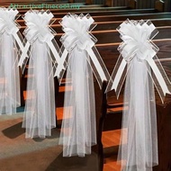 AFMY Church Wedding Pew Bows With Long Tulle Tails Chair Aisle Decor Wedding Car Decoration For Chur