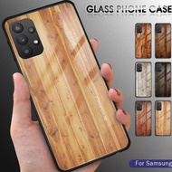 WoodGrain Glass Case Samsung Galaxy A72 SamsungA72 Cover Casing HP