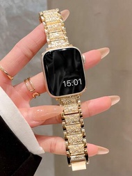 1入女性閃亮鑽石金屬錶帶，適用於Apple Watch 42mm 38mm 40mm 41mm 44mm 45mm 49mm時尚智能手錶，可更換Apple手錶錶帶，適用於Ultra2 Ultra SE2 SE 9 8 7 6 5 4 3 2 1系列