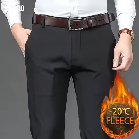 Men's Straight Slacks with High Waist in Winter Plush Slacks Fashion Goes with Everything Plush Slac