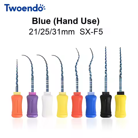Twoendo 6 PCS/Box Dental Endodontics NiTi Blue Hand Use Super Files SX-F3 25/21mm Root Canal Endo Fi