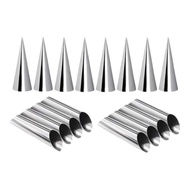 JIYAN2866 16pcs Stainless Steel Pastry Cone Mold Set Non Stick Spiral Cone Cream Horn Mold Durable D
