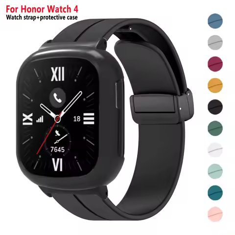 Magnetic Silicone Strap For Huawei Honor Watch 4 Wristband Bracelet Strap+Case For Honor Watch 4 Ban