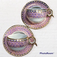 ชุดกาแฟเบญจรงค์ espresso 2 ชุด (TWO Espresso cups and saucer) by JJ Benjarong