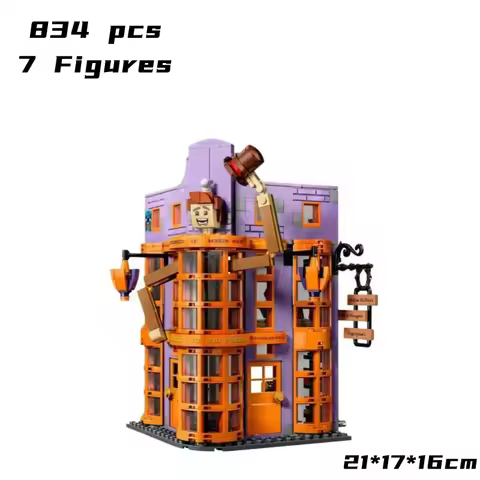 834pcs Wizard Building Harry Movies Series 76422 Weasleys Wizard Wheezes Model Building Blocks Assem