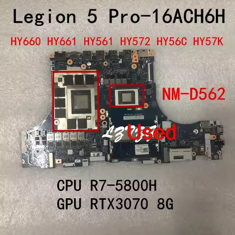 NM-D562 For Lenovo Legion 5 Pro-16ACH6H Laptop Motherboard CPU R7-5800H GPU RTX3070 8G FRU 5B21B9002