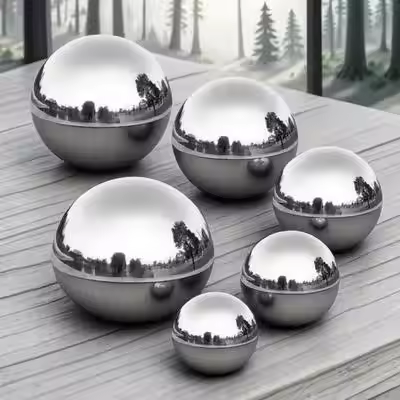 6Pcs Stainless Steel Garden Hollow Hemisphere Balls Polished Mirror Surface Reflective Gazing Sphere