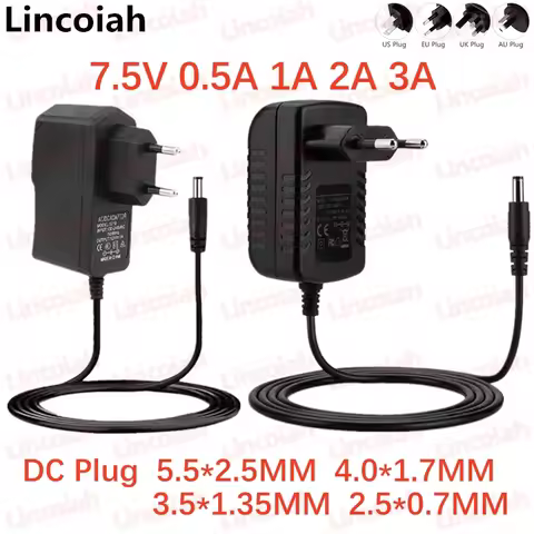 DC 7.5V 0.5A 1A 2A 2.5A 3A AC 100-240V Converter Switching Power Adapter 5 Volt 1000MA Power cord Ch