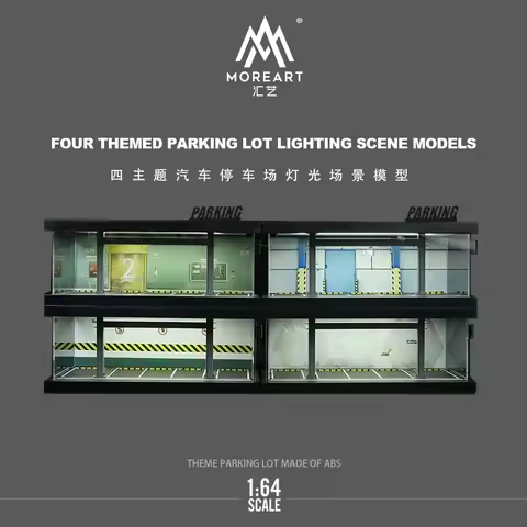 MoreArt 1: 64 Theme car parking lot lighting version Assembly Scene Model Paired with A Car model di