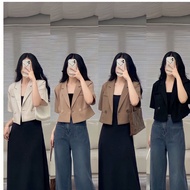 Bare- Women'S Blazer, Korean Style Short-Sleeved Croptop Half-Sleeved Shirt - A269