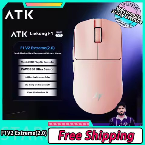 ATK F1V2 Wireless Mouse Lightweight 38g Game E-sports Office Mouse PAW3950Ultra 2.4G Mice Ergonomics