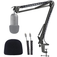 K678 Microphone Stand with Foam Windscreen - Mic Suspension Boom Scissor Arm Stand with Pop Filter, 