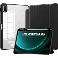 Acrylic Clear Back Case for OnePlus Pad 3 2 Pro 2025 1+ Pad3 13.2" Flip with Pencil Holder Cover For