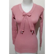 Atasan Rajut Pita/Atasan Wanita Korean style/ Baju Wanita kekinian Tangan panjang/Atasan rajut impor