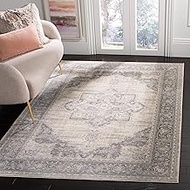 Safavieh Brentwood Collection BNT865B Medallion Distressed Area Rug, 4' x 6', Cream / Grey