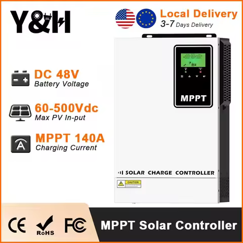 Y&H 140A MPPT Solar Charge Controller 48V Charge Regulator LCD Display for Lead-Acid and Lithium Bat
