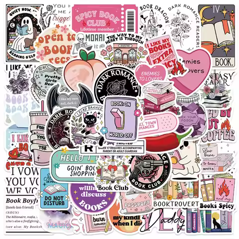 50Pcs Kindle Smut Bookish Stickers Aesthetic Love Cute Girls Decals DIY Dark Romance Reader Sticker 