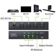 TECHCHIP-3 Port Optical Switcher Splitter 3 in 1 Out, with 2 Way Spdif Toslink Optical Splitter/IR R