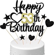 Conruich Cake Decoration Happy Birthday Cake Topper 53rd Birthday Man Woman Cake Decoration Happy 53