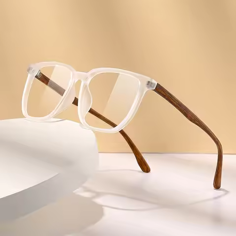 Wood Pattern Retro Anti Blue Light Glasses for Men Optical TR90 Male Square Glasses Frame Women Clea