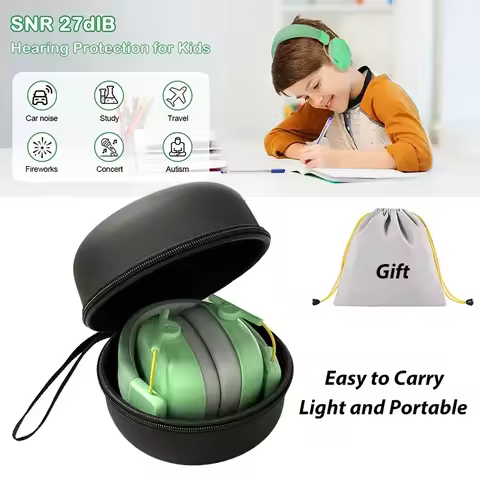 YHKEMA Kids Ear Protection Noise Cancelling Earmuff, SNR 27dB Hearing Protection with Portable Case 