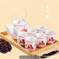 Enhanced Jingdezhen porcelain kung fu tea set complete set with loop-handled teapot and kettle, hous