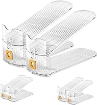 CiBiZi Shoe Stacker 6PACK Adjustable Shoe Slots Space Saver Clear Shoe Rack for Cabinet Storage Shoe Holder Stand for Organization