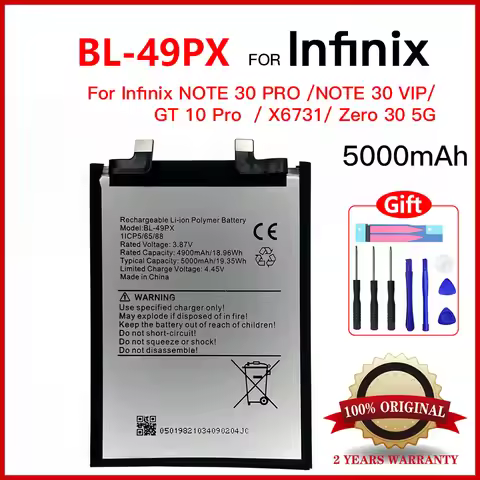 Genuine BL-49PX Replacement Battery For Infinix Note 30 Pro X678B Batteries+Tools