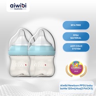 Aiwibi Premium Newborn Bottle 120ml / 4oz Heat Resistant PPSU Air Valve Anti-Choking Reduces Flatule